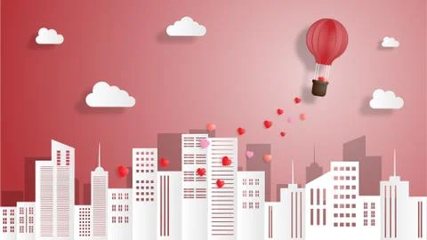 Creative valentines day background vector illustration paper cut style. Stock Illustration