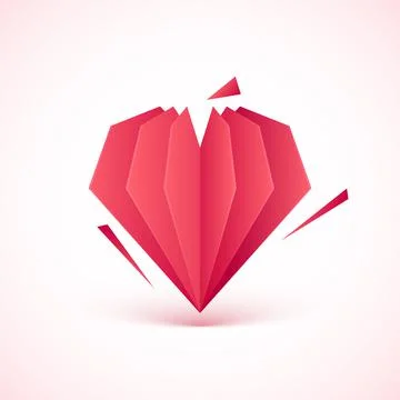 Creative Valentines day paper cut heart on gradient pink background for 14th  Stock Illustration