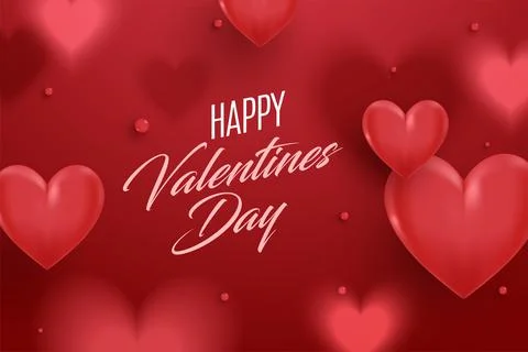 Creative Valentine's Day Red background. Romantic composition with hearts and Stock Illustration