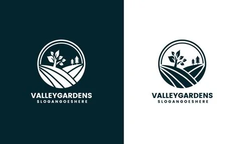 Creative valley garden logo ideas for nature-inspired businesses. Stock Illustration