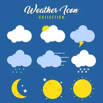 Creative various weather icon vector design collection Stock Illustration