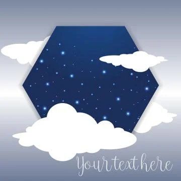 Creative vector abstract background with night sky and stars and hexagon Stock Illustration