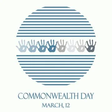 Creative vector abstract round logo with blue stripes for Commonwealth Day. Stock Illustration