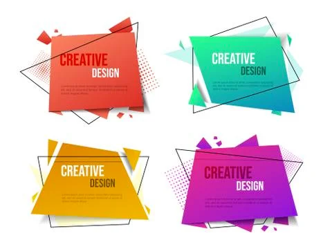 Creative vector banner templates set. Abstract geometric backgrounds collection 스톡 일러스트