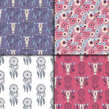 Creative vector boho style frames mady ethnic feathers arrows and floral Illustrazione stock