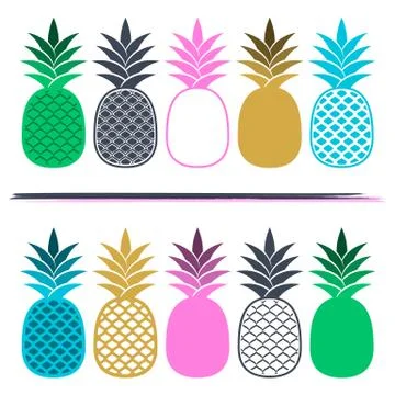 Creative vector card with colorful pineapples Illustration