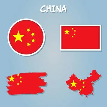 Creative vector China country border outline map made flag. 스톡 일러스트