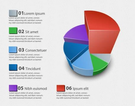 Creative vector colorful 3D pie chart Stock Illustration