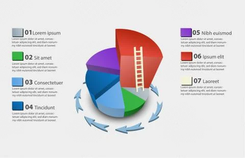 Creative vector colorful 3D pie chart Stock Illustration