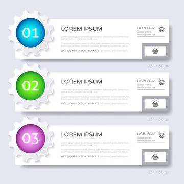 Creative vector gears options web banners set Stock Illustration