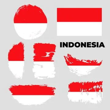 Creative vector grunge stock illustration Indonesia flag Stock Illustration