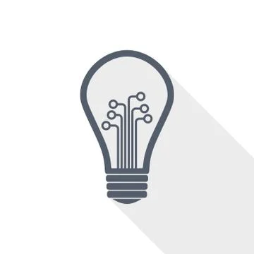 Creative vector icon, idea, bulb, circuit concept flat design illustration in 스톡 일러스트