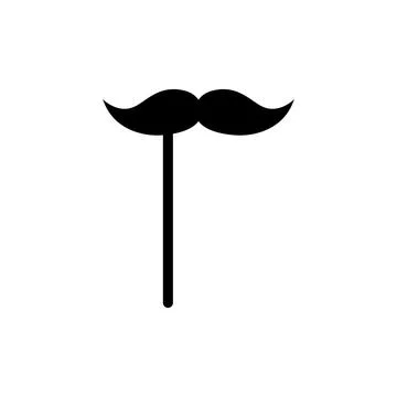 Creative vector illustration of black mustache on a plastic stick isolated on Stock Illustration