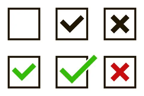 Creative vector illustration of green check mark, red cross isolated on trans Stock Illustration