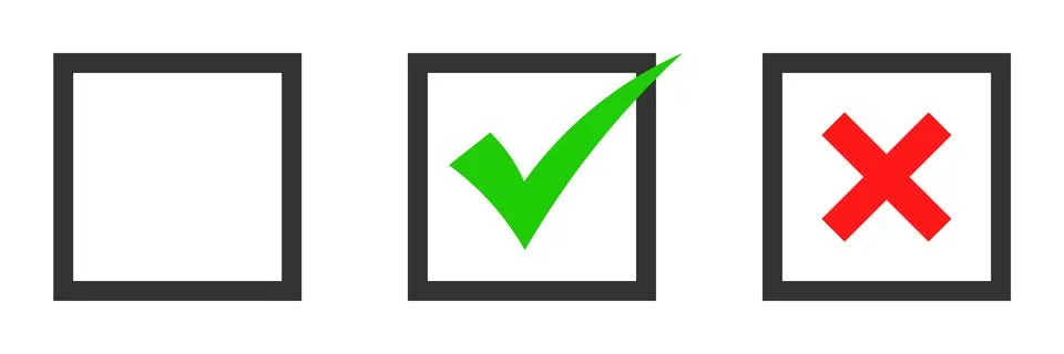 Creative vector illustration of green tick, red cross isolated on transparent Stock Illustration