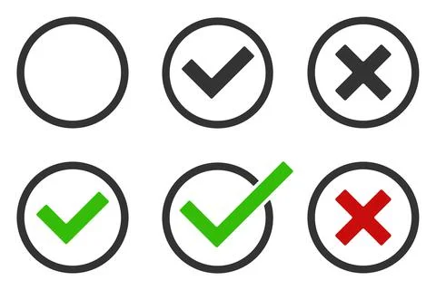 Creative vector illustration of green tick, red cross isolated on transparent Stock Illustration