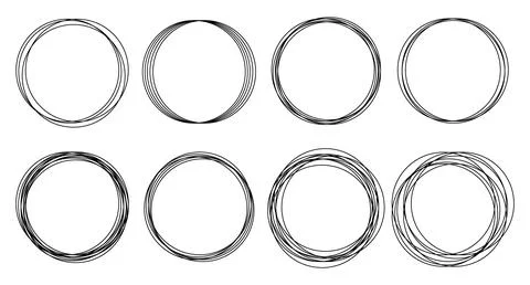Creative vector illustration of hand drawing circle line sketch set isolated  Illustrazione stock