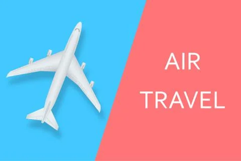 Creative vector illustration of plane isolated on colorful background. Top view Stock Illustration