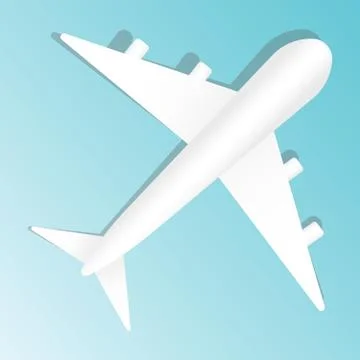 Creative vector illustration of plane isolated on blue background. Top view Stock Illustration