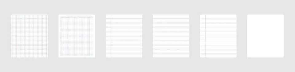 Creative vector illustration of realistic square, lined paper blank sheets set Illustrazione stock