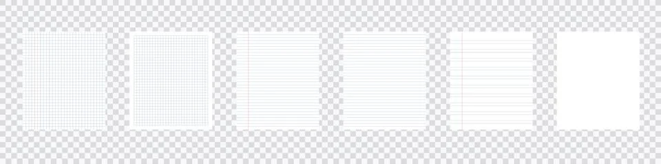 Creative vector illustration of realistic square, lined paper blank sheets set Stock Illustration
