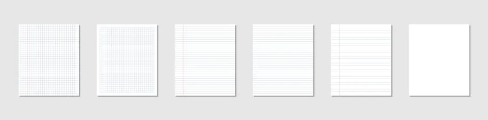 Creative vector illustration of realistic square with shadow, lined paper blank Stock Illustration