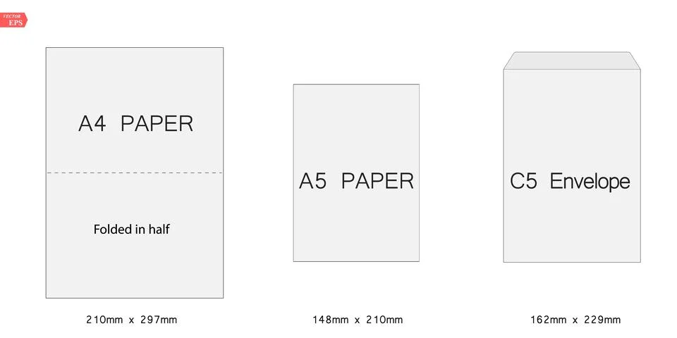 Creative vector illustration of white blank paper C5 envelopes template set.. Stock Illustration