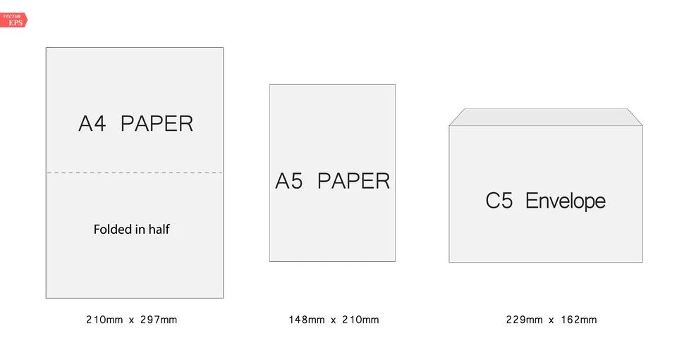 Creative vector illustration of white blank paper C5 envelopes template set.. Stock Illustration