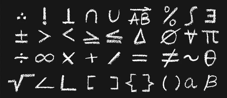 Creative vector set of mathematical icons for school education. Includes algebra Stock Illustration