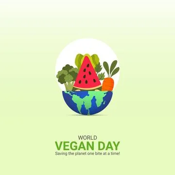 Creative Vegan Day ads design. World Vegan Day, Celebrated in United States.. Stock Illustration