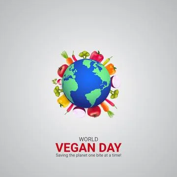 Creative Vegan Day ads design. World Vegan Day, Celebrated in United States.. Stock Illustration