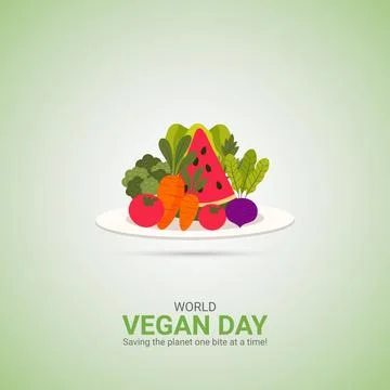 Creative Vegan Day ads design. World Vegan Day, Celebrated in United States.. Stock Illustration
