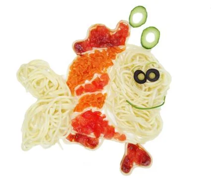 Creative vegetable food dinner fish form Stock Photos
