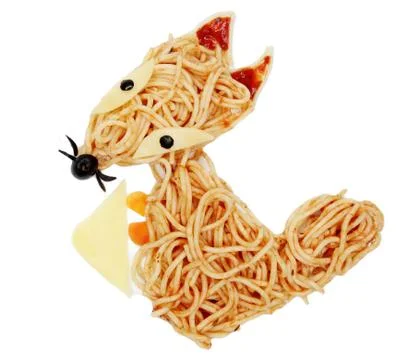 Creative vegetable food dinner fox form Stock Photos