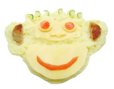 Creative vegetable food dinner monkey form Stock Photos