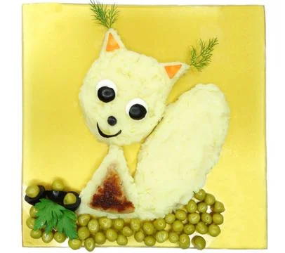 Creative vegetable food dinner squirrel form Stock Photos