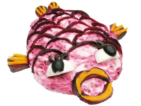 Creative vegetable salad fish shape Stock Photos