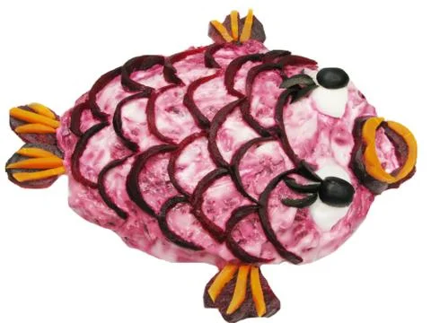 Creative vegetable salad fish shape Foto stock