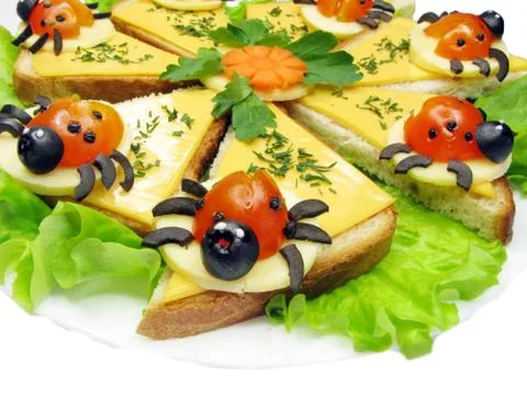 Creative vegetable sandwich with cheese Stock Photos