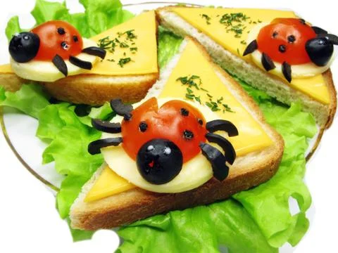 Creative vegetable sandwich with cheese Stock Photos