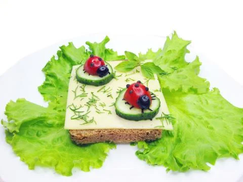 Creative vegetable sandwich with cheese Stock Photos