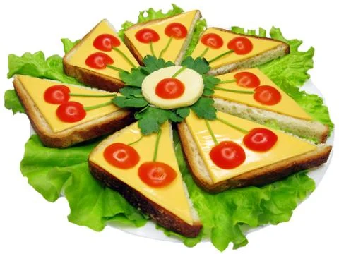 Creative vegetable sandwich with cheese Stock Photos