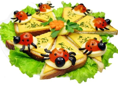 Creative vegetable sandwich with cheese Stock Photos