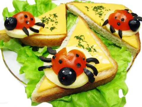 Creative vegetable sandwich with cheese Stock Photos