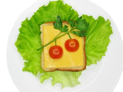 Creative vegetable sandwich with cheese Stock Photos
