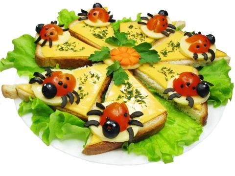 Creative vegetable sandwich with cheese Stock Photos