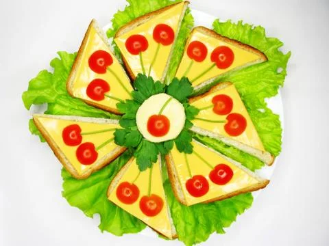 Creative vegetable sandwich with cheese Stock Photos