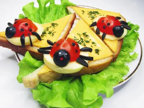 Creative vegetable sandwich with cheese Foto stock