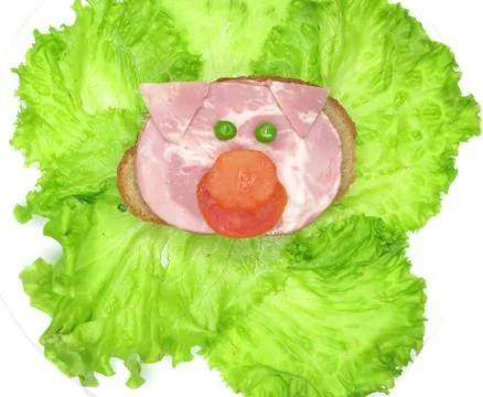 Creative vegetable sandwich with ham Stock Photos