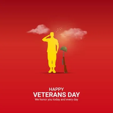 Creative Veterans Day ads design. Veterans Day, Celebrated November 11, vec.. Illustrazione stock